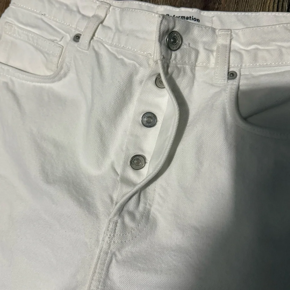 Reformation Cynthia High Rise Long Jeans Women's 29 Frayed Hem in Porcelaiin - Picture 4 of 8